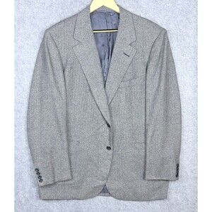 RARE Oxxford Clothes Vintage Gray Herringbone Pure Cashmere Blazer 44L *Read